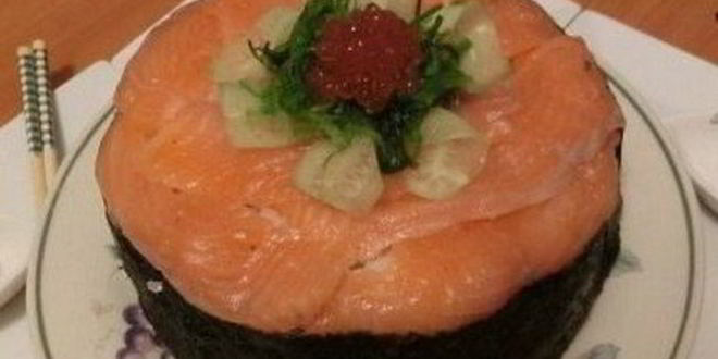 Рецепт праздничного суши-торт с креветками