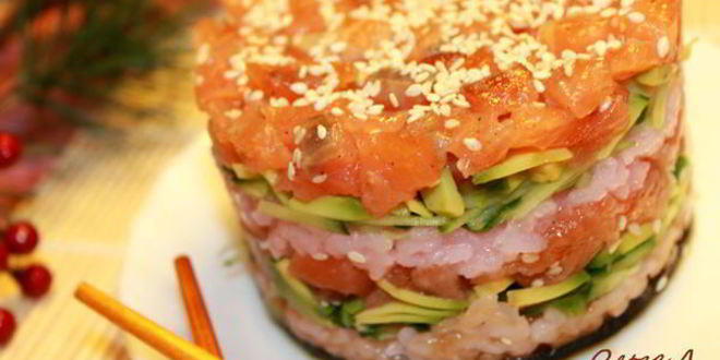 Рецепт салатных суш башенки