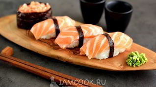 Рецепт Суш нигири и гунканы с лососем