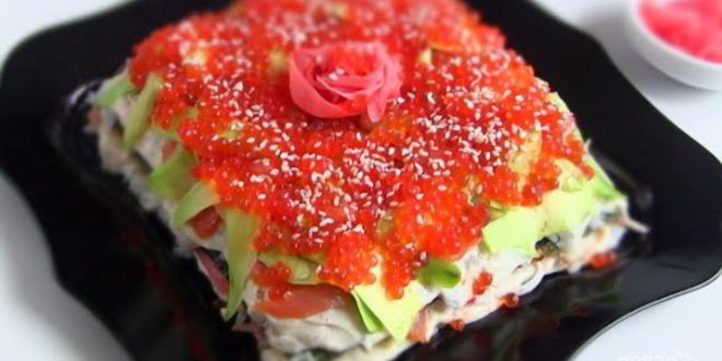 Рецепт суш-торта закусочный