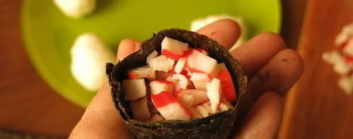 Шаг 6: суш, запеченных со спайси соусом с крабовыми палочками