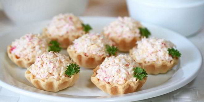 Рецепт начинки для тарталеток с крабовыми палочками