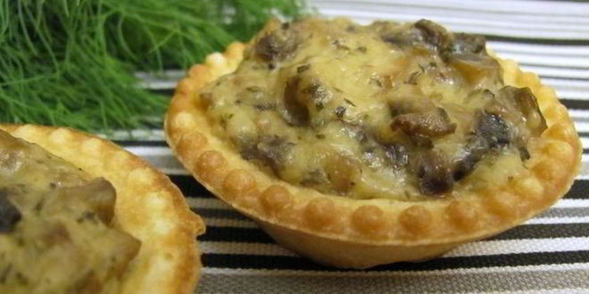 Рецепт тарталеток с грибами и сыром