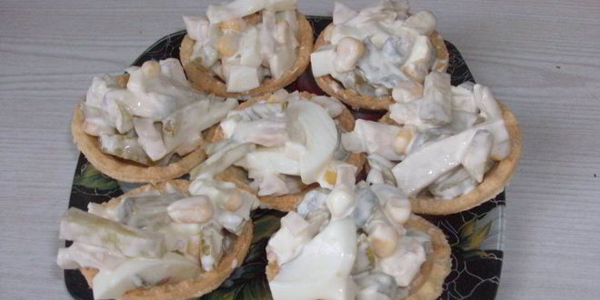 Рецепт тарталеток с кальмарами