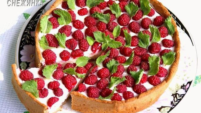 Рецепт Шоколадна-творожного тарт-суфле с малиной