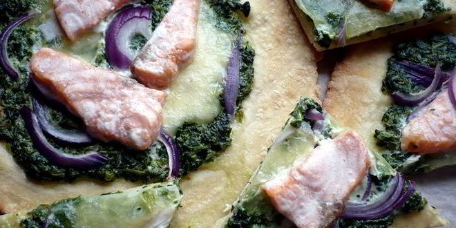 Рецепт тарта с семгой и шпинатом цветы за окном