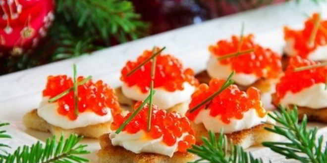 Рецепт тартинок с красной икрой