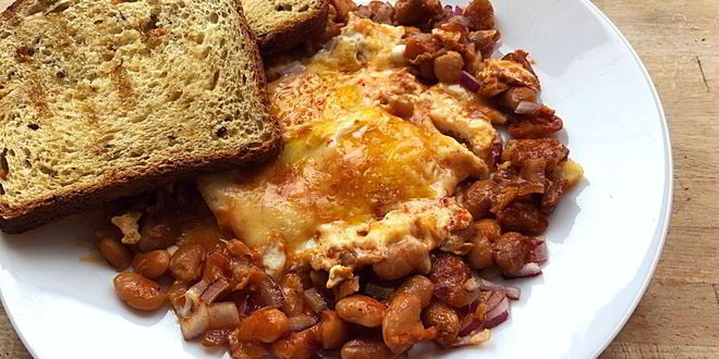 Рецепт яичницы с фасолью