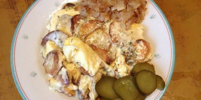 Рецепт яичницы с картофелем и сыром