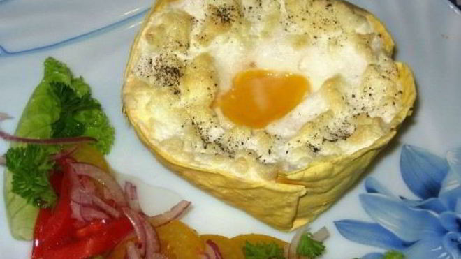 Рецепт Яичницы с ветчиной в лаваше