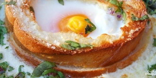 Рецепт яичницы в хлебе в духовке