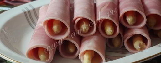 Шаг 8: закуски из ветчины и спаржи