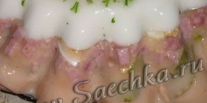 Рецепт двухцветного заливного с ветчиной