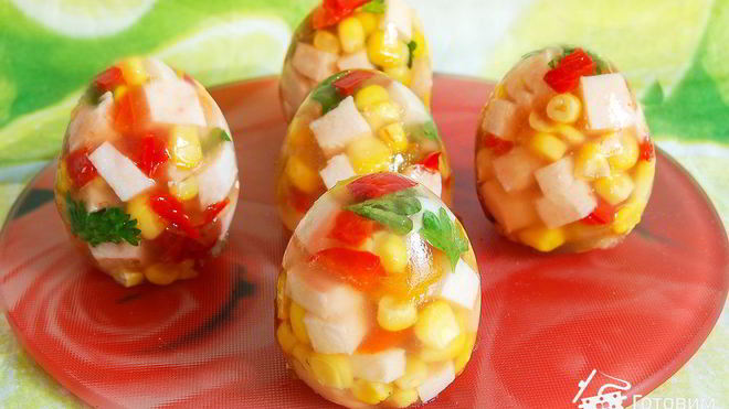 Рецепт Яиц Фаберже — заливного в яичной скорлупе