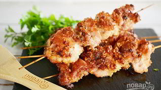 Рецепт Зате — запеченных кусочков курицы, замаринованные в пикантном маринаде с пряностями и арахисом