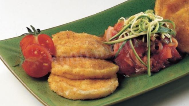 Рецепт Жареного сыра Моцарелла с гарниром из овощей