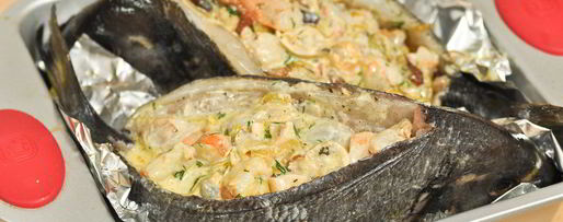 Шаг 9: дорадо, фаршированная жюльеном из морепродуктов