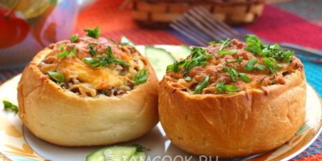 Рецепт жульена из шампиньонов в булочке