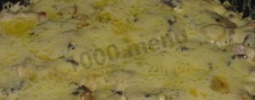 Шаг 5: жульена с курицей и грибами на сковороде