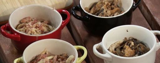 Шаг 2: жюльена с беконом и грибами